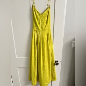 Banana Republic Yellow Green Pleated Sundress